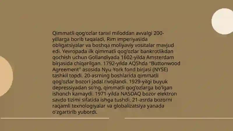 Qimmatli qog'ozlar tushunchasi va uning turlari 4