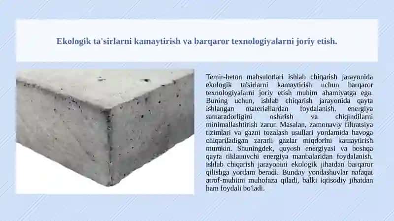 Temir - beton mahsulotlari ishlab chiqarish jarayonida hosil bo‘ladigan zararli faktorlar va ularni bartaraf etish yo‘llari 4