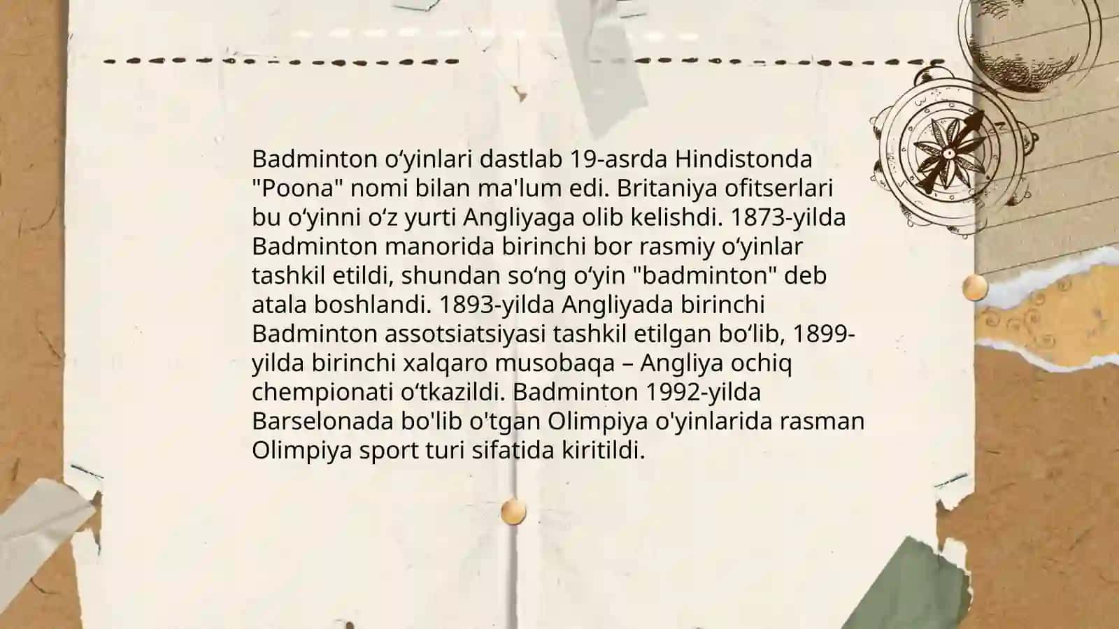 Badminton o'yining kelib chiqishi rivojlanish tarixi 4