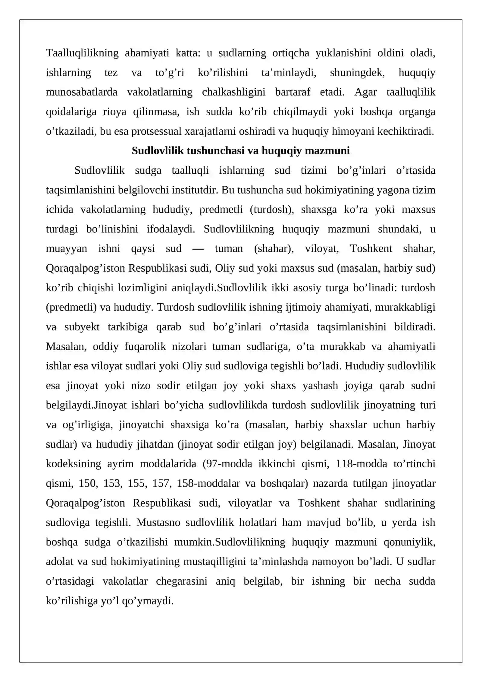 Taalluqlilik va sudlovlilik qoidalariga rioya qilmaslik oqibatlari 4
