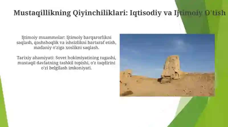 Mustaqil OʻZBEKISTON tashkil topishining tarixiy ahamiyati 4