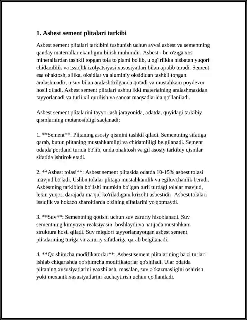 Asbest sement plitalari tayyorlash texnologiyasi 4