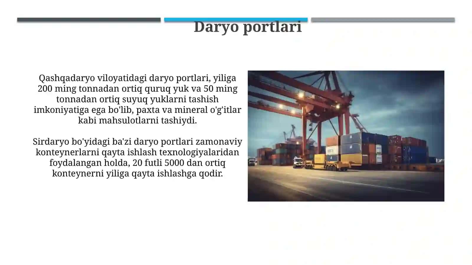 Daryo transporti bekatlarining turlari va tashish texnologiyasi 4