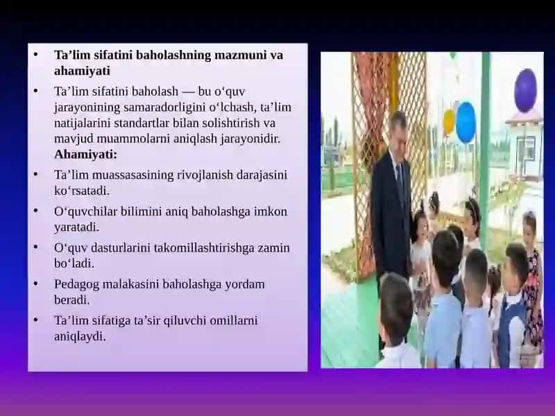 Ta`lim sifatini baholash jarayoni tashkil etish va takomillashtirish 4
