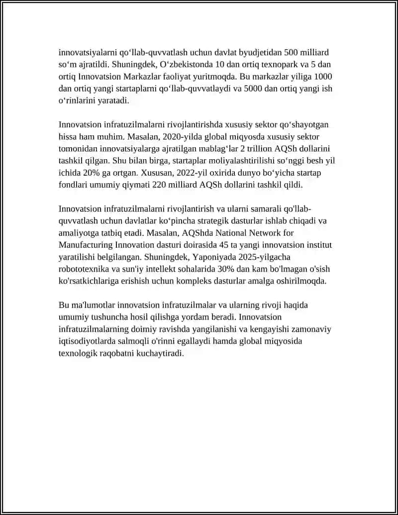 Innovatsion infratuzilmalar rivoji 4