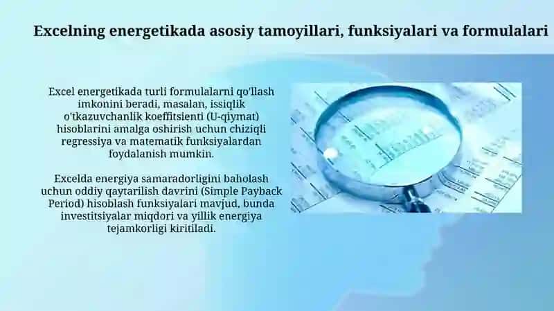 Excelda energetika hisoblash 4