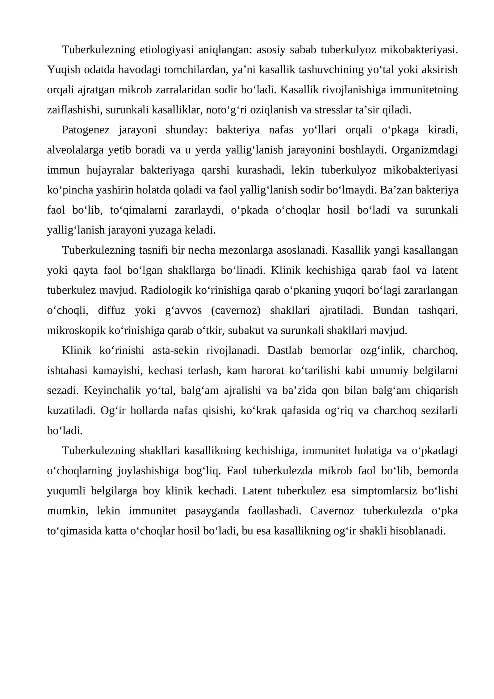 Pnevmoniya, tuberkulez va o‘pka infarkti: etiologiyasi, patogenezi, tasnifi, klinik ko‘rinishi va shakllari 4