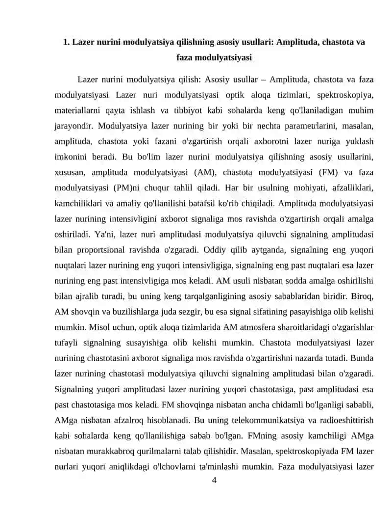 Lazer nurini modulatsiya qilish 4
