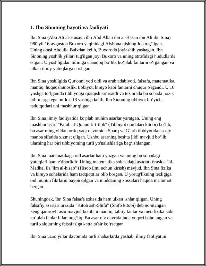 IBN SINO MEROSINING ZAMONAVIY TIBBIYOTDA TUTGAN O'RNI 4