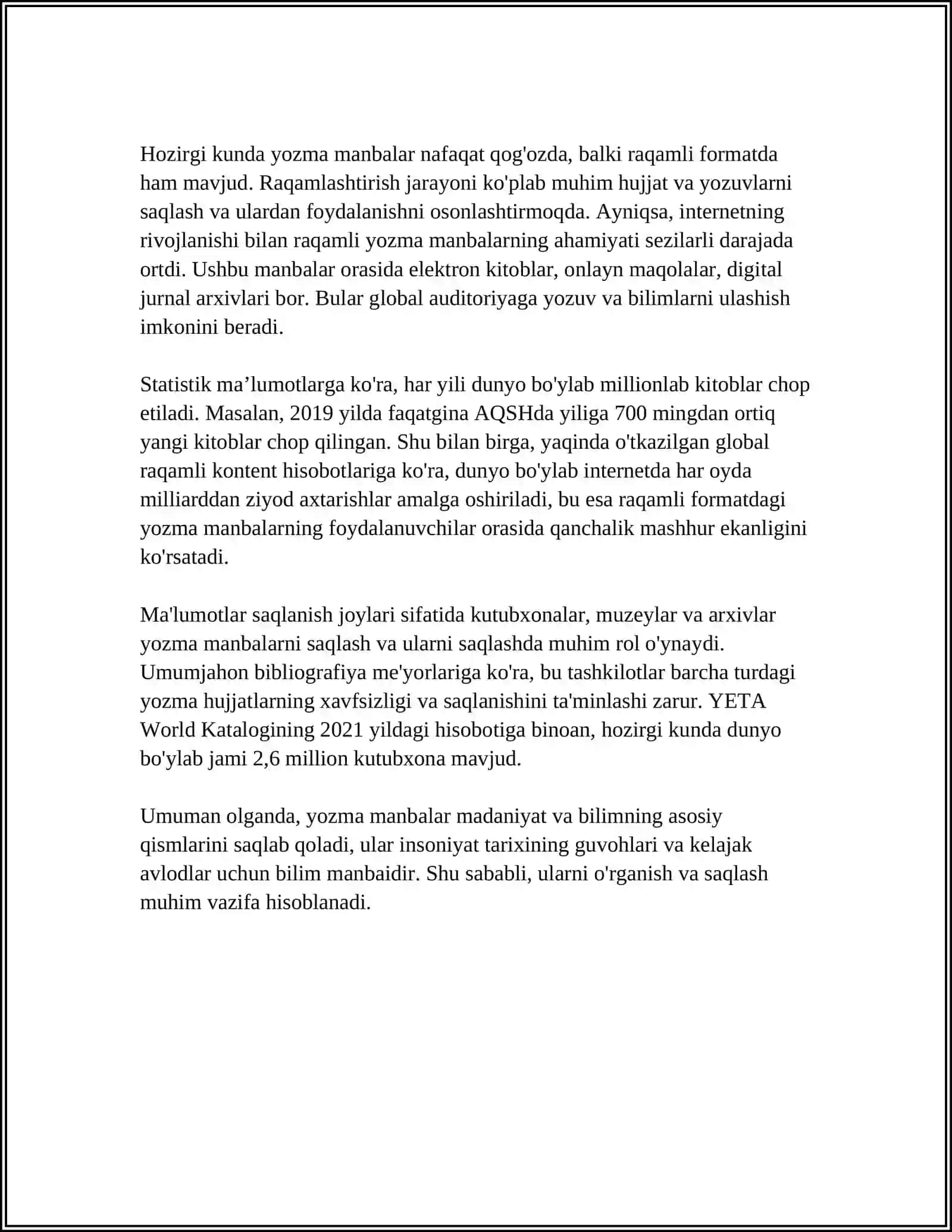 YOZMA MANBALARNING TA'RIFI 4