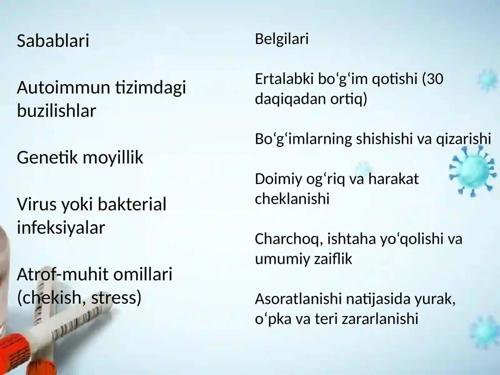Suyak-mushak va biriktiruvchi to'qima tizimi kasalliklari va sindromlari 4