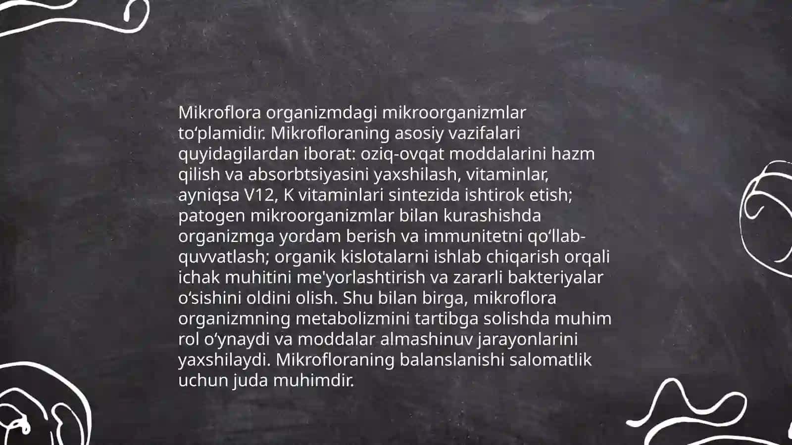 Inson tanasining mikroflorasi va mikroekologiyasi uning ahamiyati va vazifalari. Disbakteriozlar 4