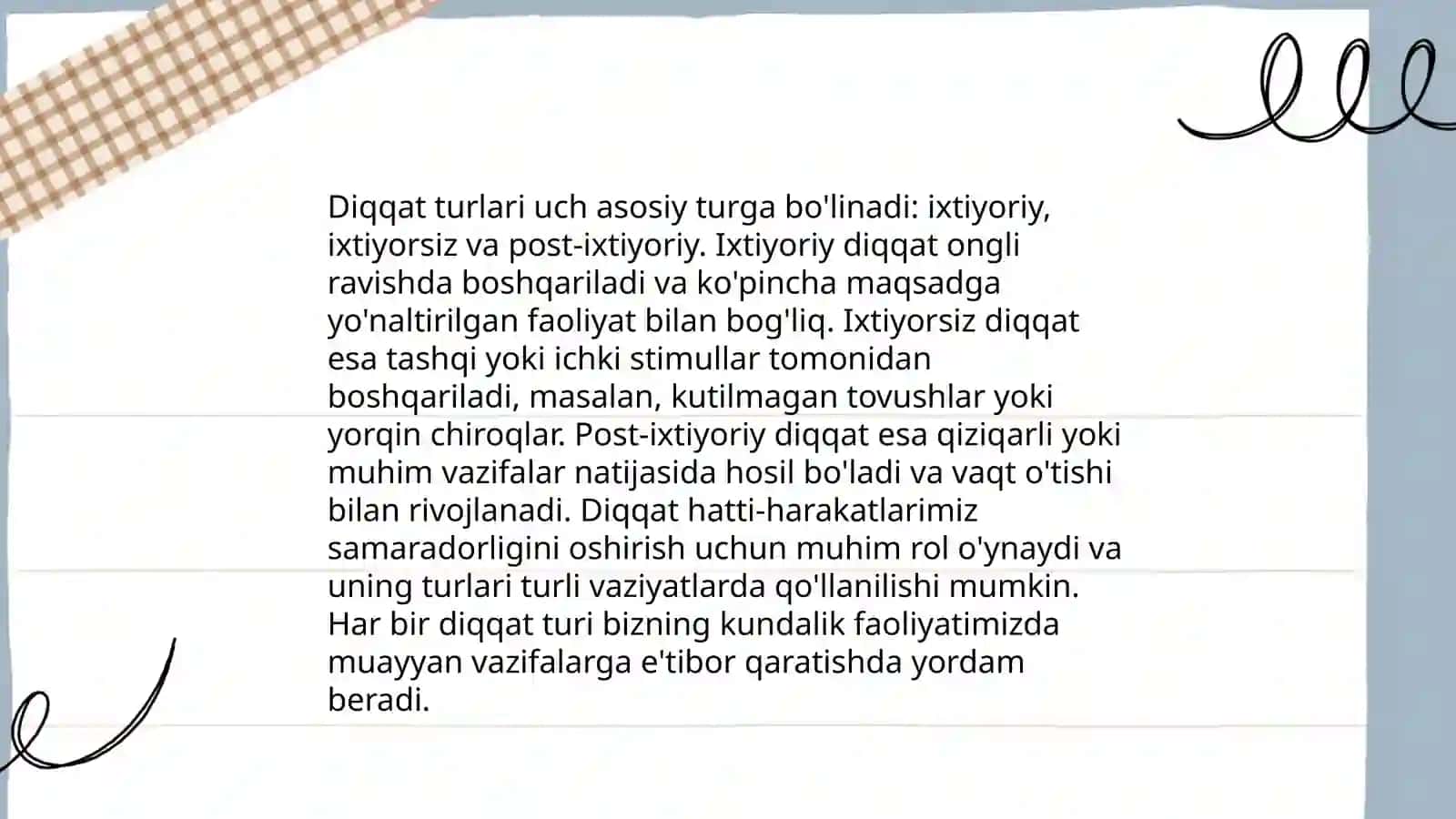 Diqqat va Xotira. Xayol jarayonlari umumiy xususiyatlari 4