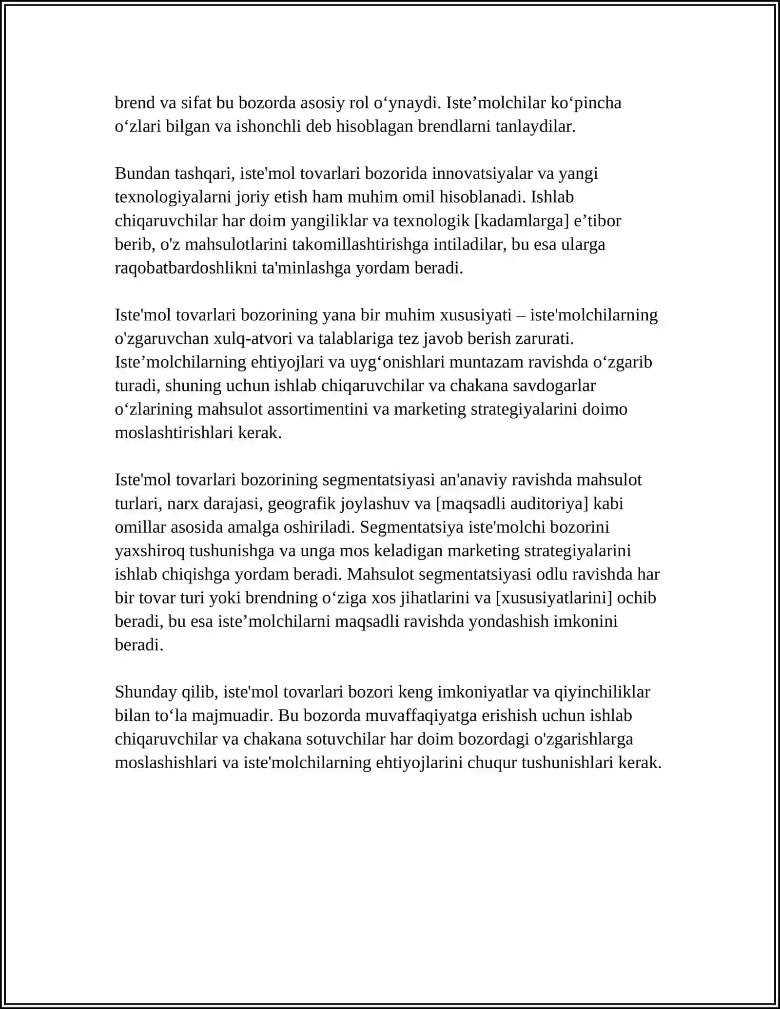 ISTE’MOL TOVARLARI BOZORINING STRUKTURASI VA SEGMENTATSIYASI 4
