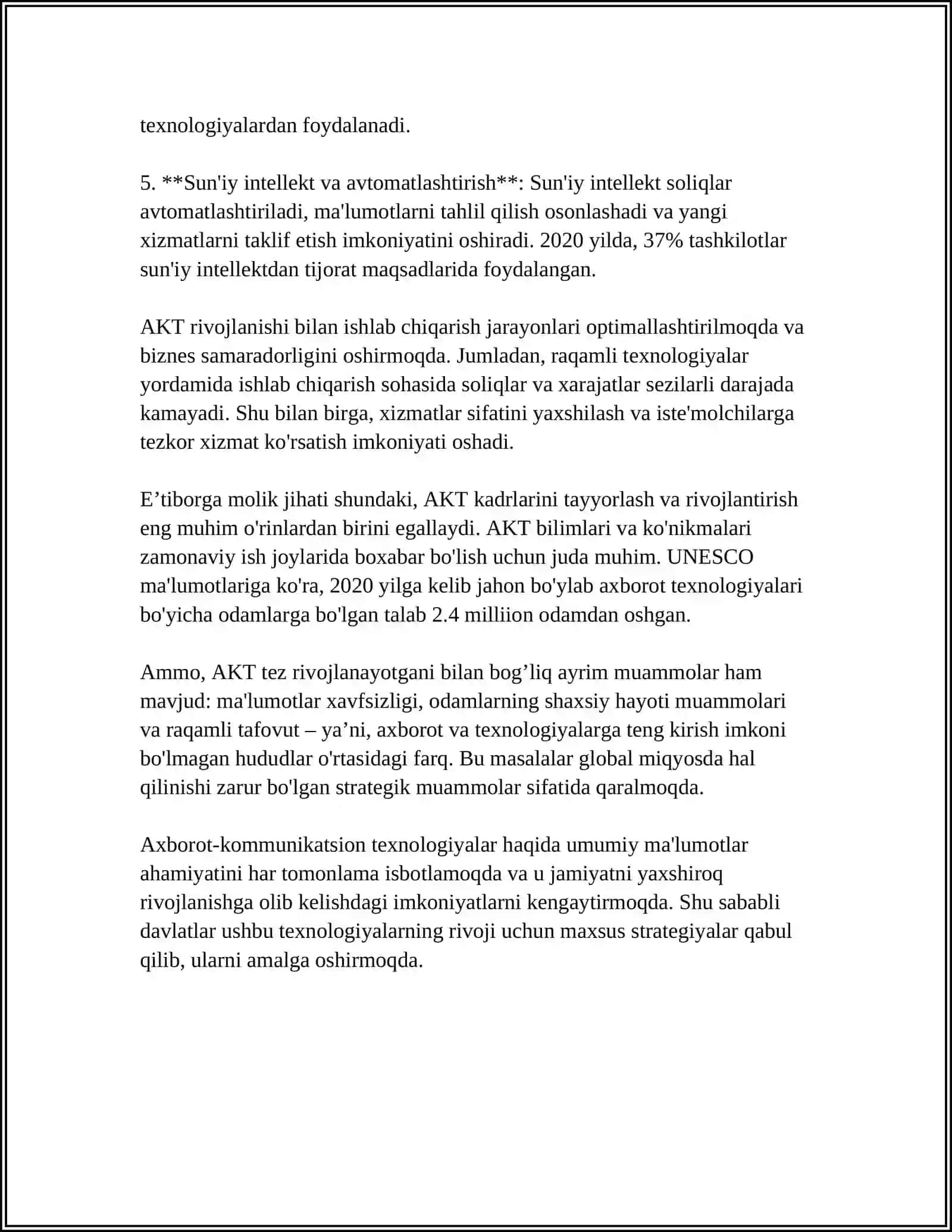 INFORMATSION-KOMMUNIKATSION TEXNALOGIYALARNING DASTURIY TAMINOTI 4