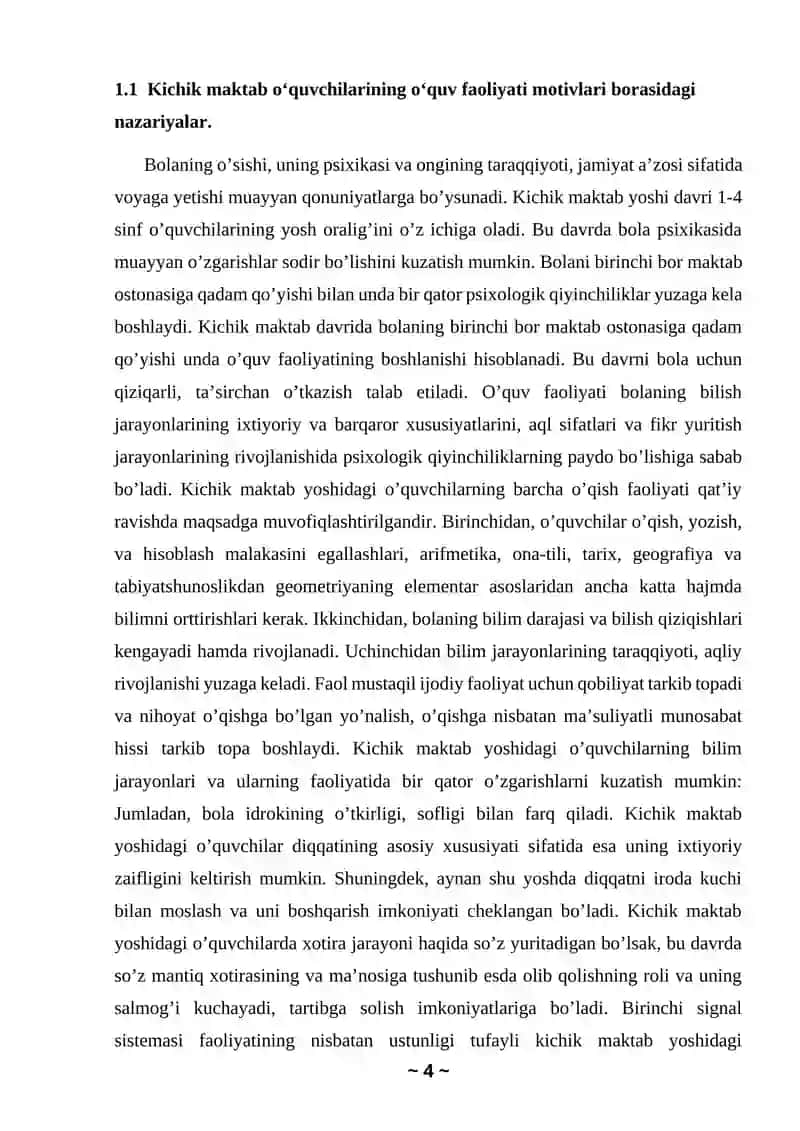MAKTAB O`QUVCHILARINING O`QUV FAOLIYATI MOTIVLARI VA XULQ -ATVORI 4