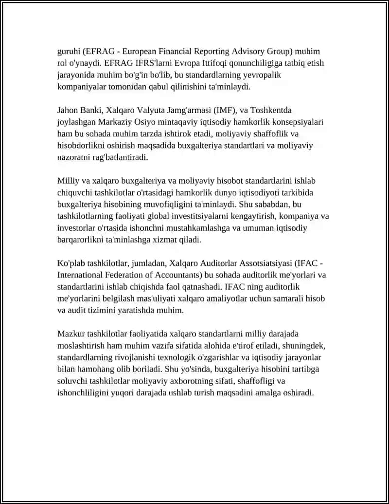 BUXGALTERIYA HISOBI VA AUDITNI TARTIBGA SOLUVCHI MILLIY VA XALQARO PROFESSIONAL TASHKILOTLARNING FAOLIYATI 4