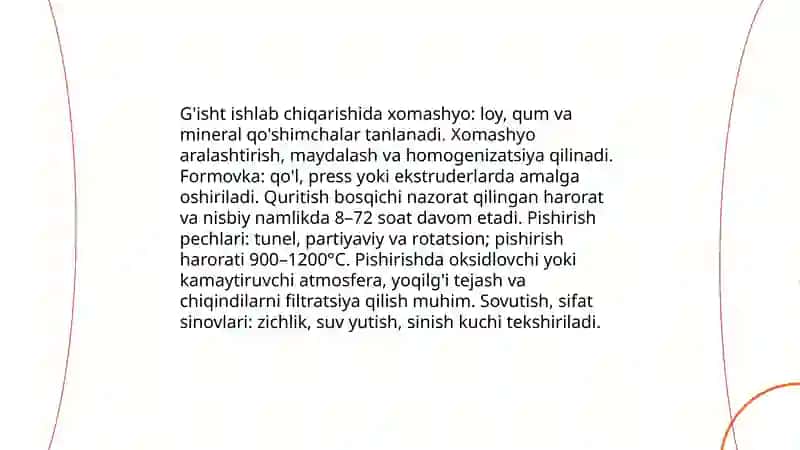 Issiqlik bilan ishlov beriladigan qurilish materiallari 4