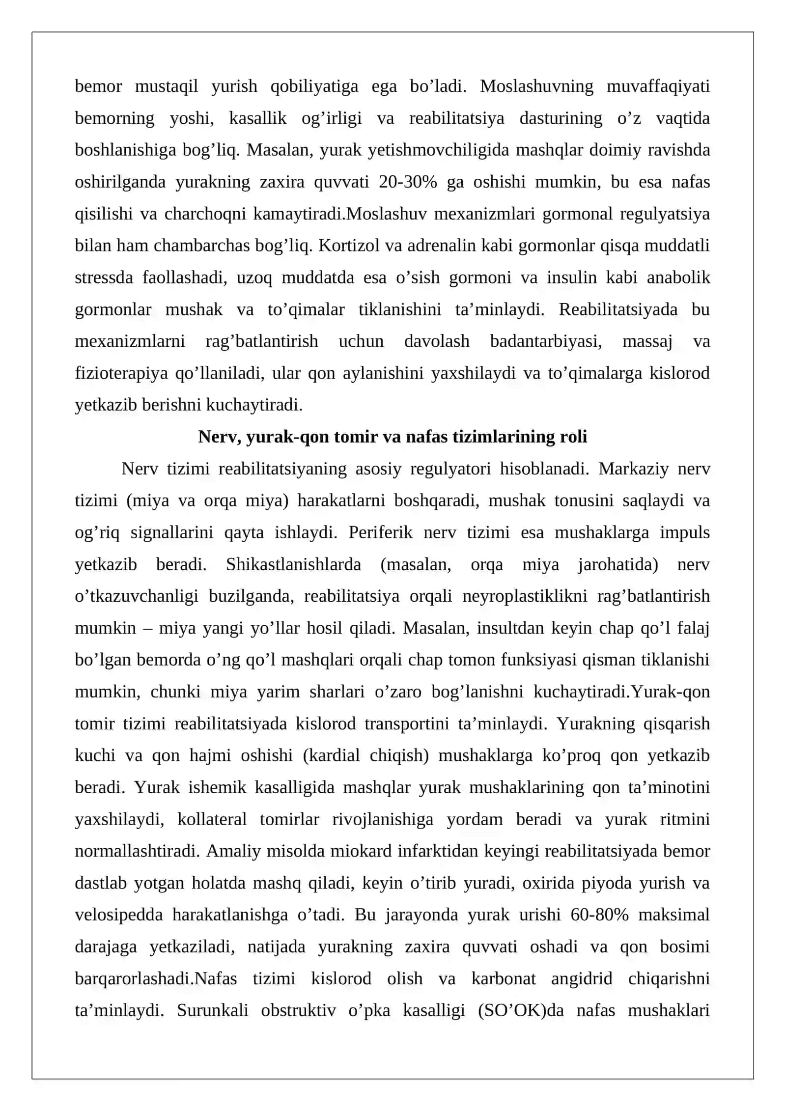 Funksional kamchiliklari bo’lgan kishilar reabilitatsiyasining fiziologik asoslari 4