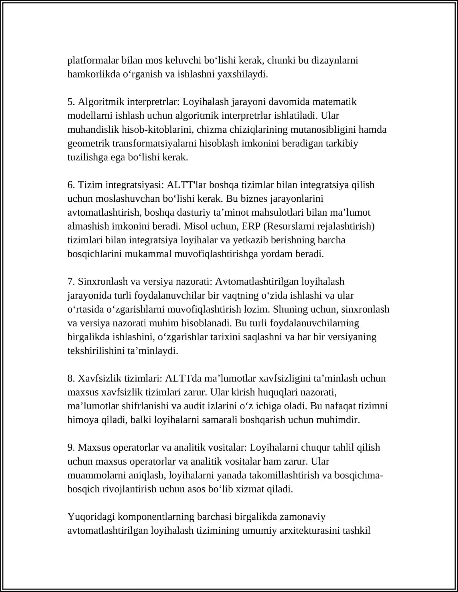 AVTOMATLASHTIRILGAN DIZAYN VA CHIZMACHILIK TIZIMLARI 4