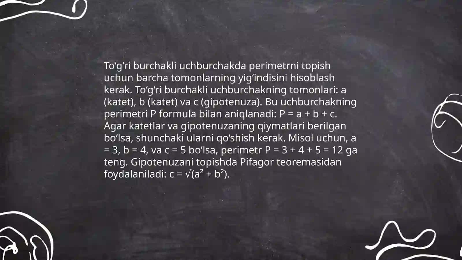 Ko‘pburchaklar perimetri va yuzini hisoblash 4