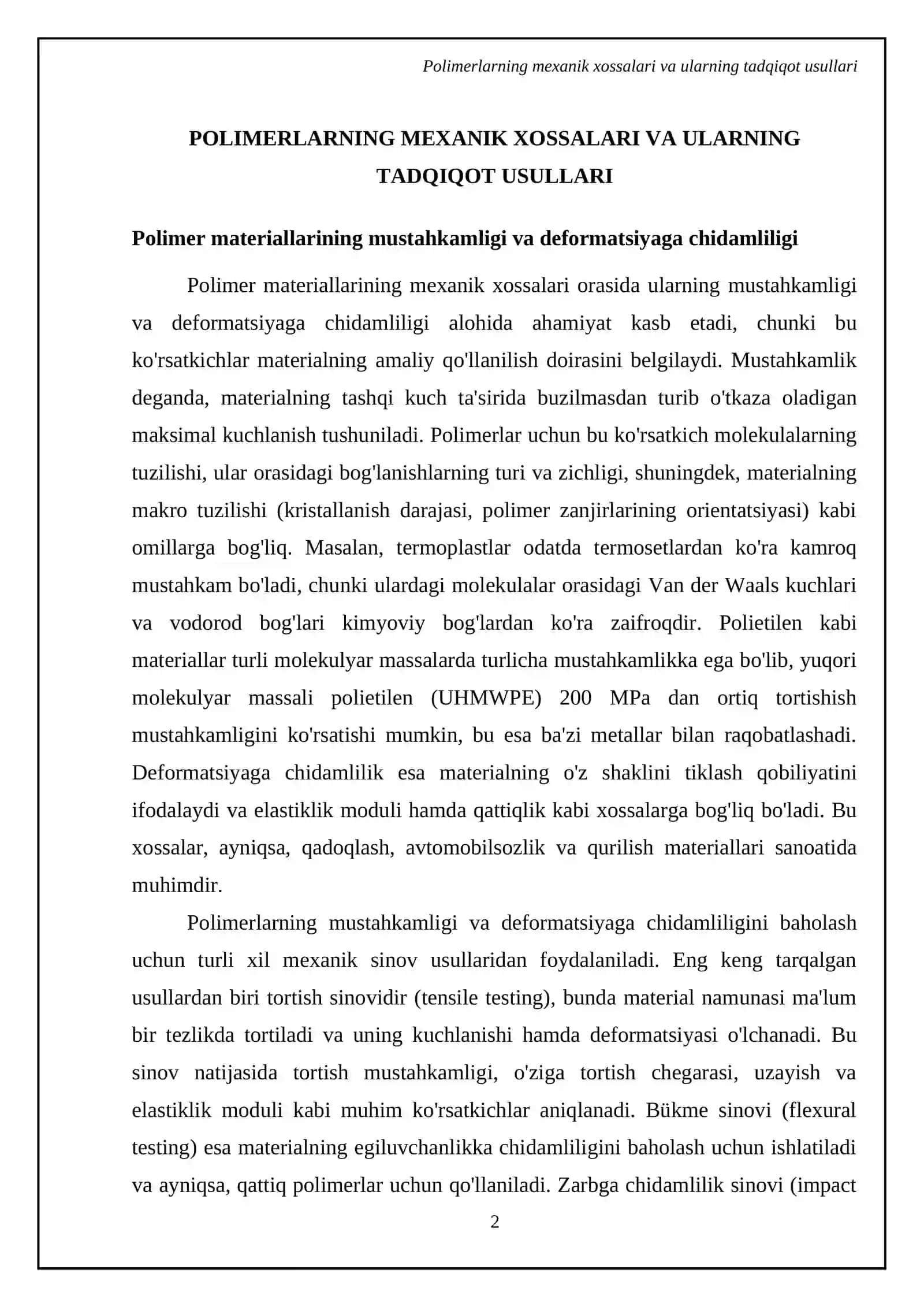Polimer materiallarning fizik va kimyoviy xossalari 4