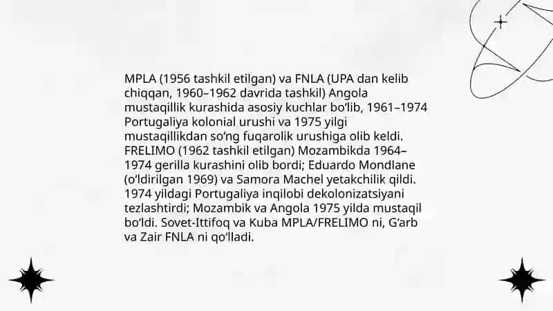 Tropik va Janubiy Afrika mamlakatlari ikkinchi jahon urushidan keyingi yillarda 4