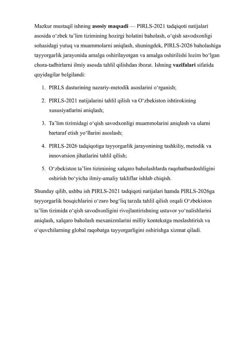PRLIS 2021 TADQIQOT NATIJALARI VA PRLIS 2026 TADQIQOTI. 4