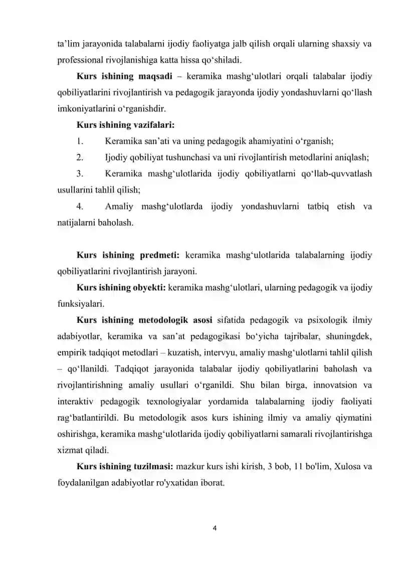 Keramika mashgʻulotlarida ijodiy qobiliyatlarni qoʻllab quvvatlash 4