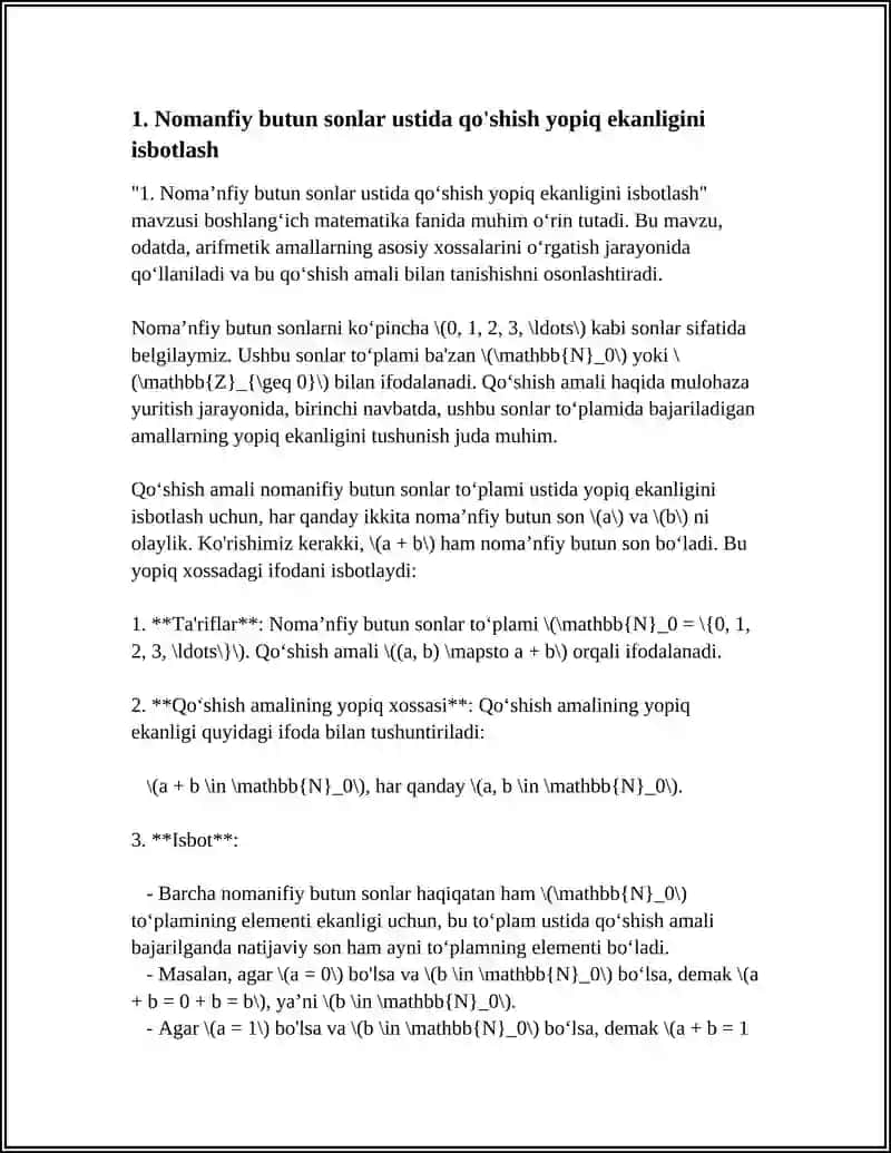BOSHLANĞICH MATEMATIKA KURSI NAZARIYASI 4