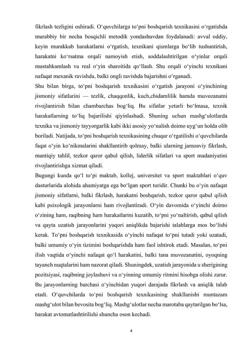 Qo'l to'pi bilan shug'ullantirishda to'pni boshqarish texnikasini o'rgatish 4