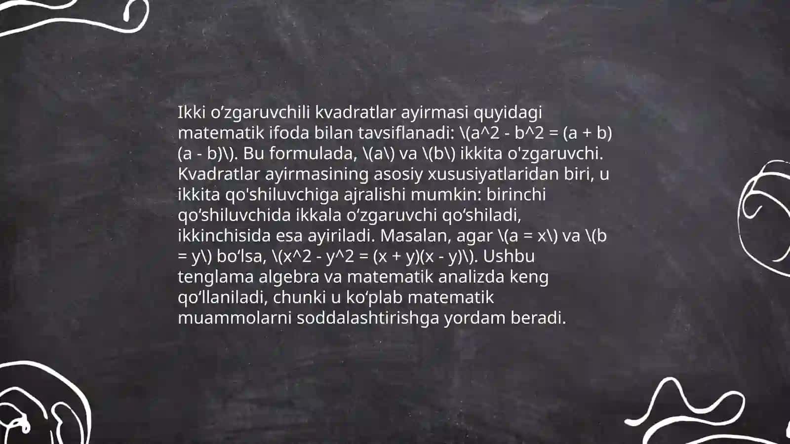 Kvadratlar ayirmasi 4