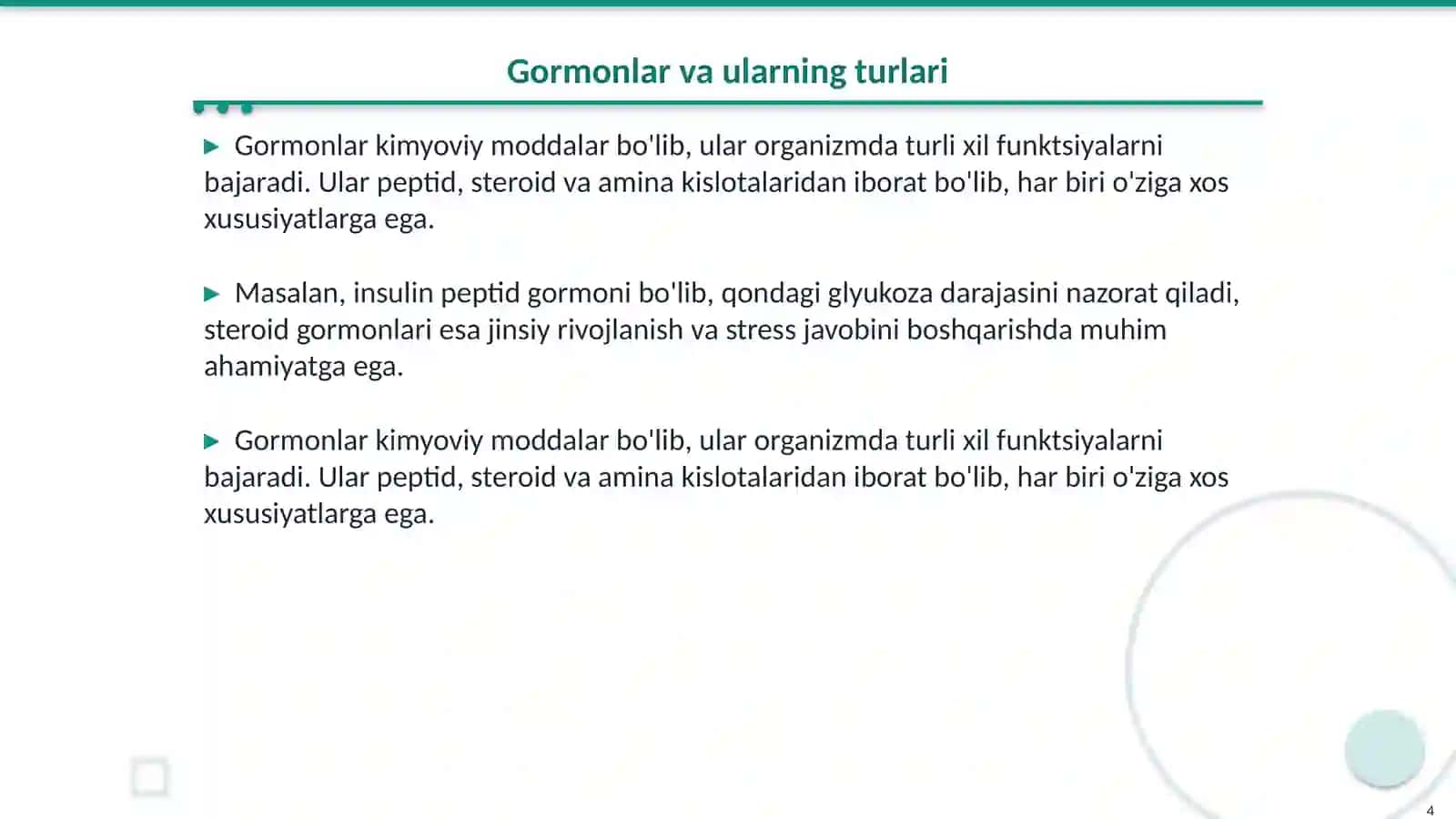 Endokrin bezlarda gormonal signal uzatish mexanizmlari 4