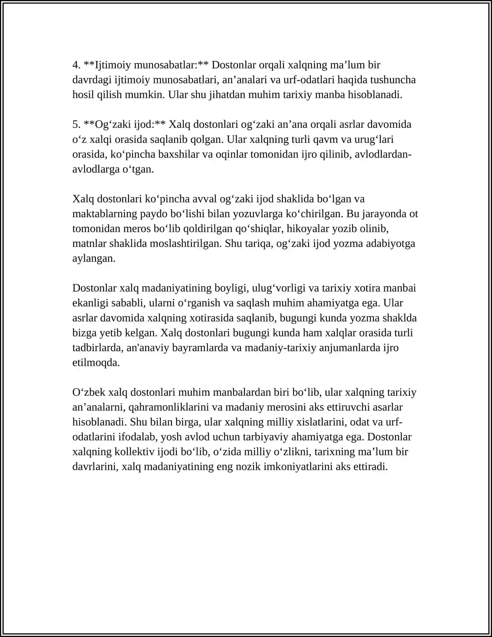 Xalq Dostonlarining Janr Xususiyatlari 4