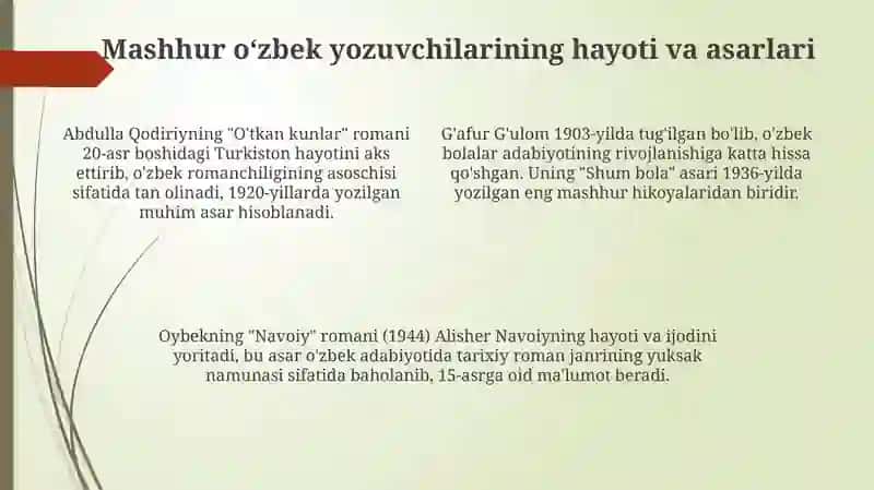 O'zbek adabiyotining tarixiy davrlari va janrlari 4