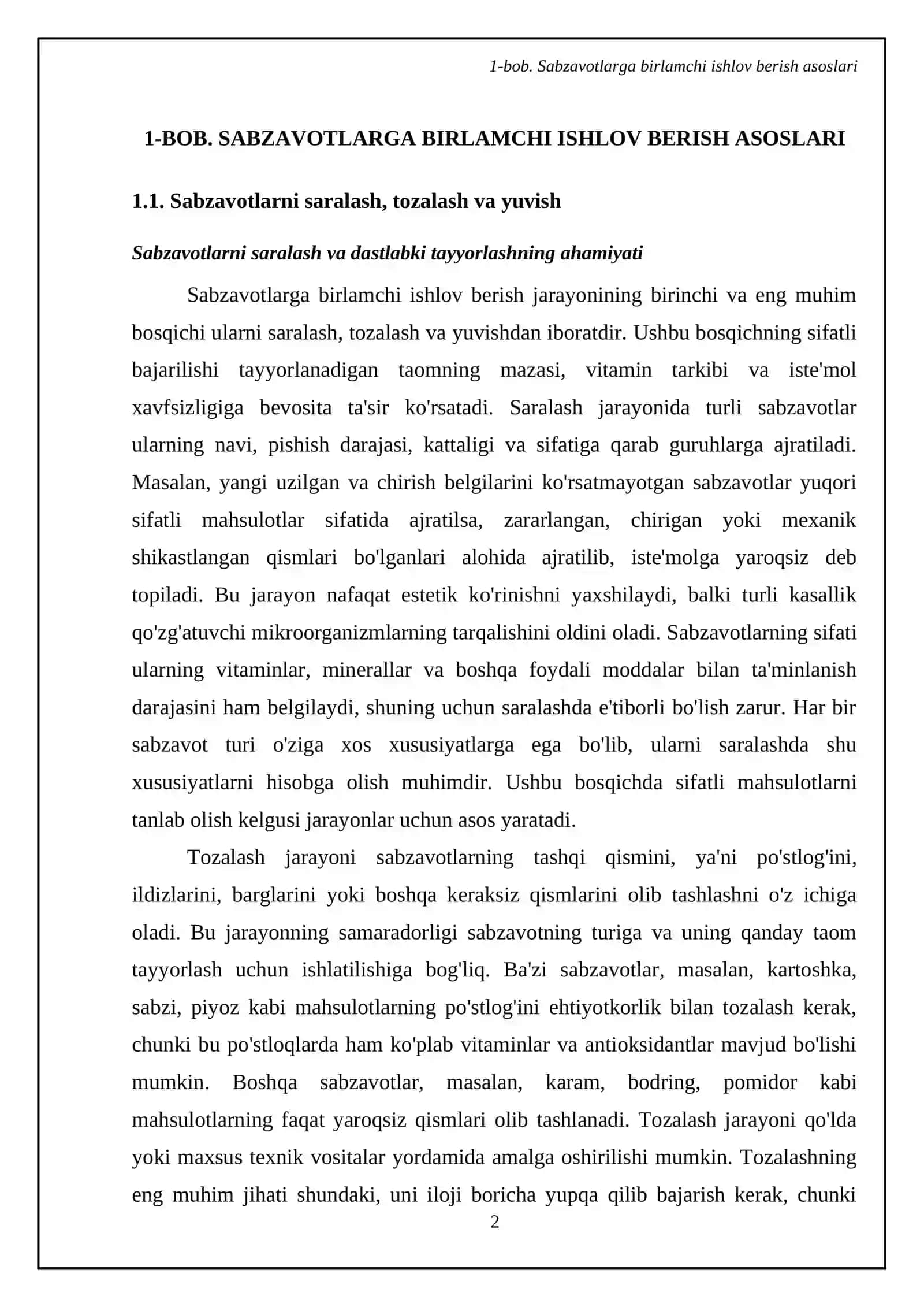 Sabzavotlarga birlamchi ishlov berishva turli taomlar uchun to’g’rashusullari. Sabzavotlardan yaxnataomlar tayyorlash, dasturxongatortish tartibi 4