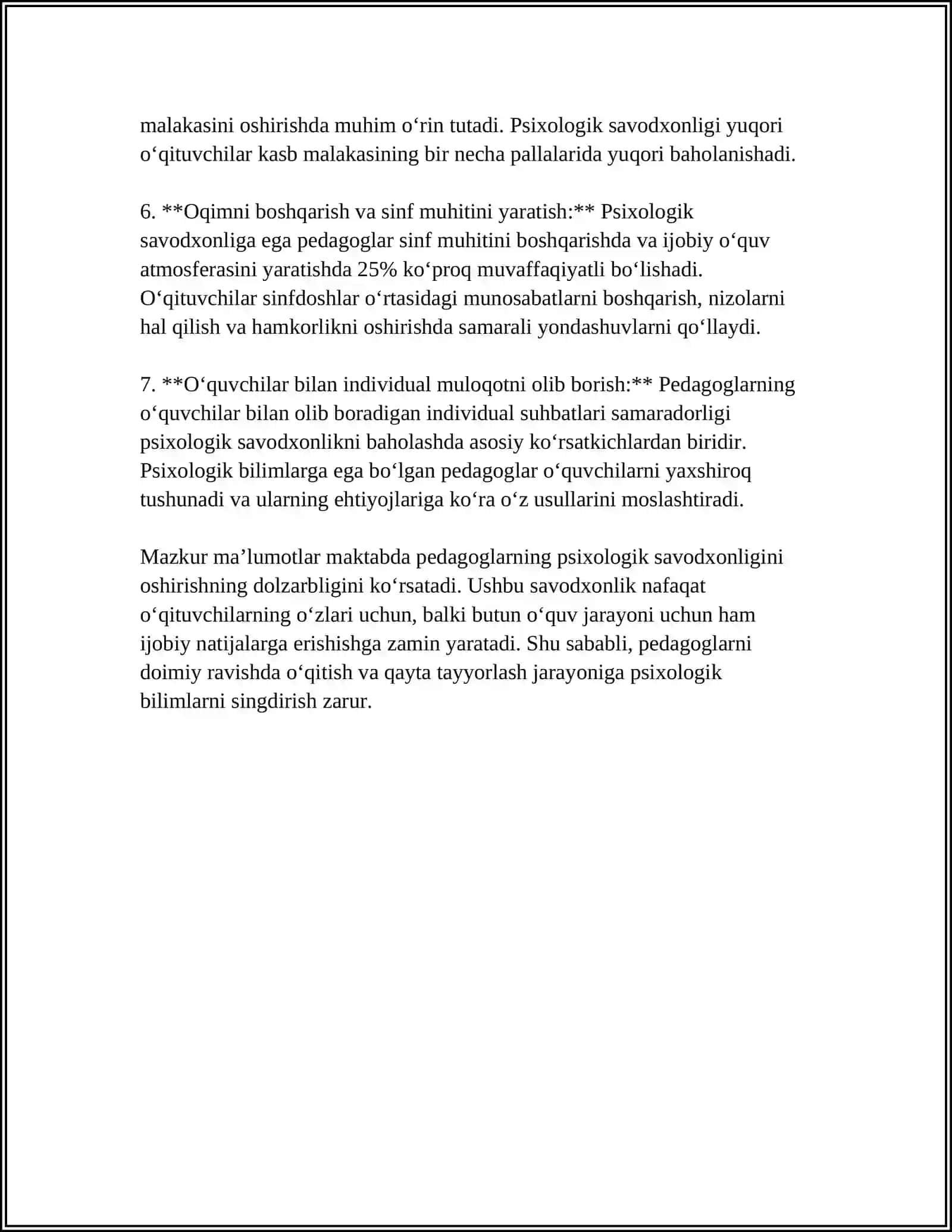 MAKTAB BILAN BOʻGʻLIQ MUAMMOLAR YUZASIDAN HAR BIR TALABA PEDAGOGLAR TARBIYACHI VA OTA-ONA PSIXALAGIK SAVODXONLIGINI OSHIRISH 4