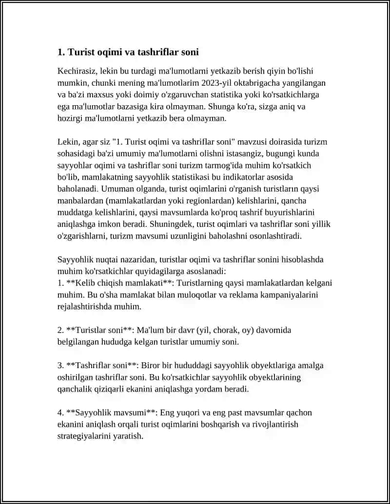 TURIZM VA MEHMONXONA XO'JALIGI SUB'YEKTLAR FAOLIYATI KO'RSATKICHLARI 4