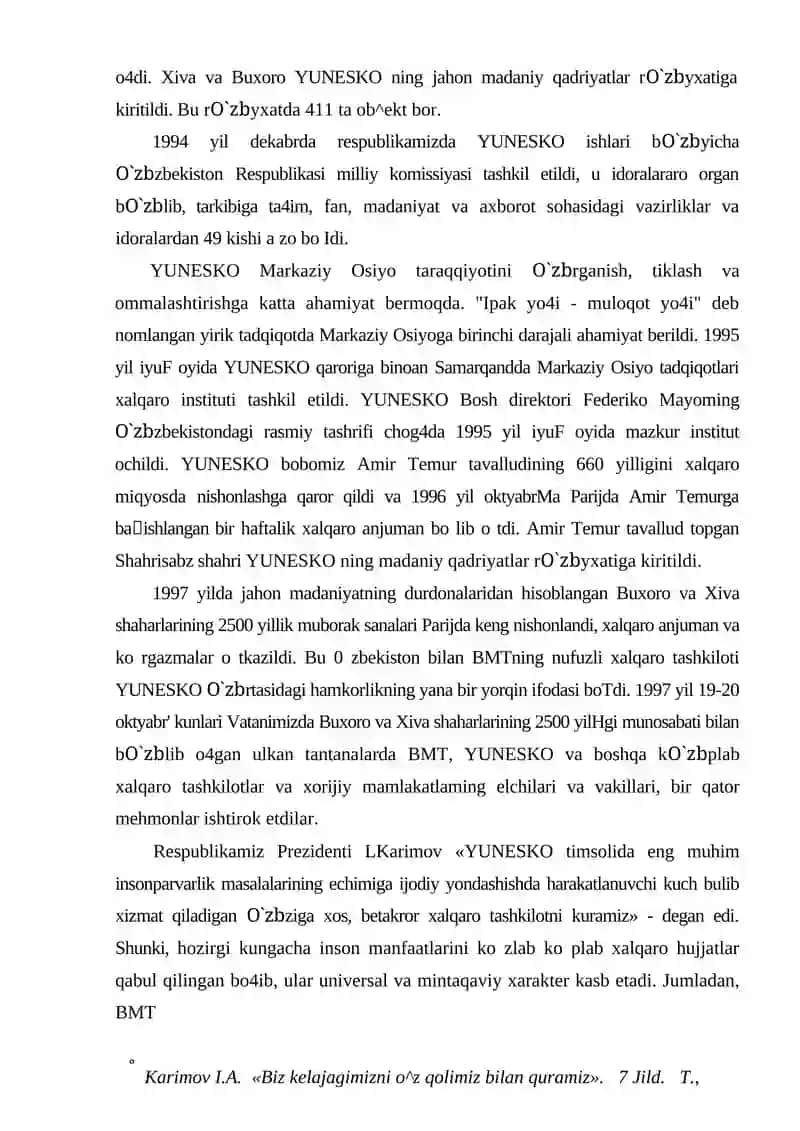 YUNESKO TAShKILOTINING XALQARO ALOQALARNI TAKOMILLAShTIRIShDAGI ROLI VA AHAMIYaTI 4