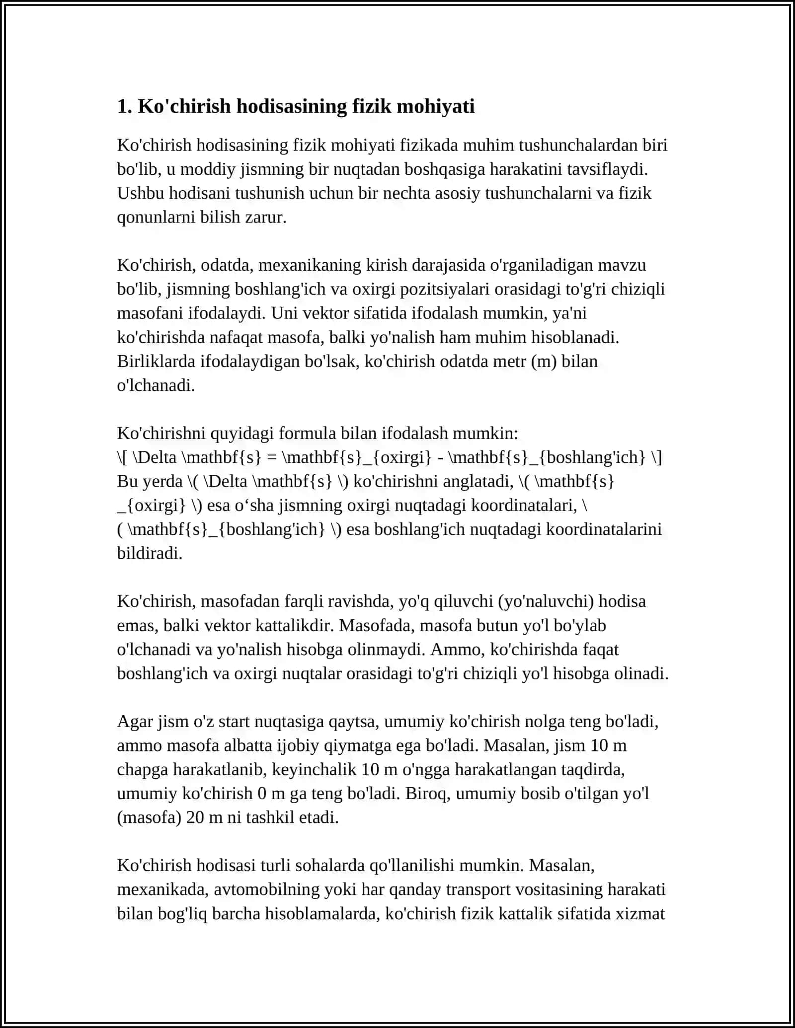 KO’CHIRUSH HODISASINING FIZIK MOHIYATI VA UNING TENGLAMASI KOCHISH TURLARI 4