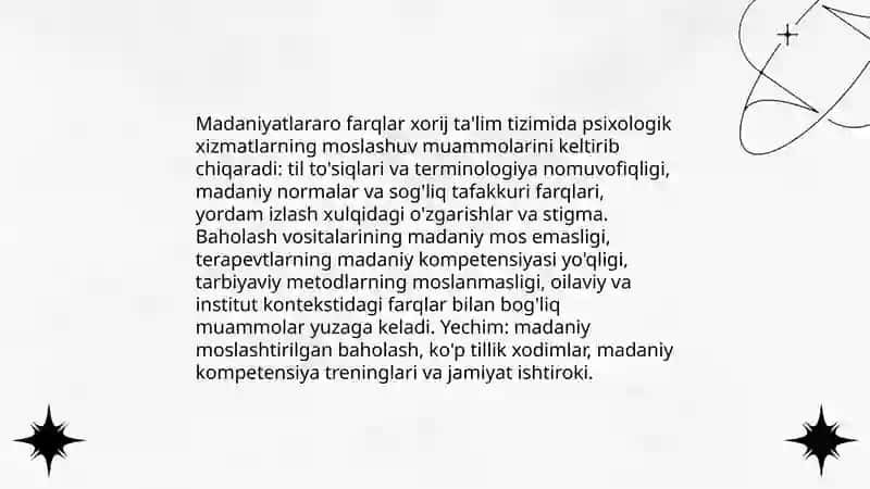 Xorij ta'lim tizimi psixologik xizmatlarda amaliy psixologiya muammolari 4