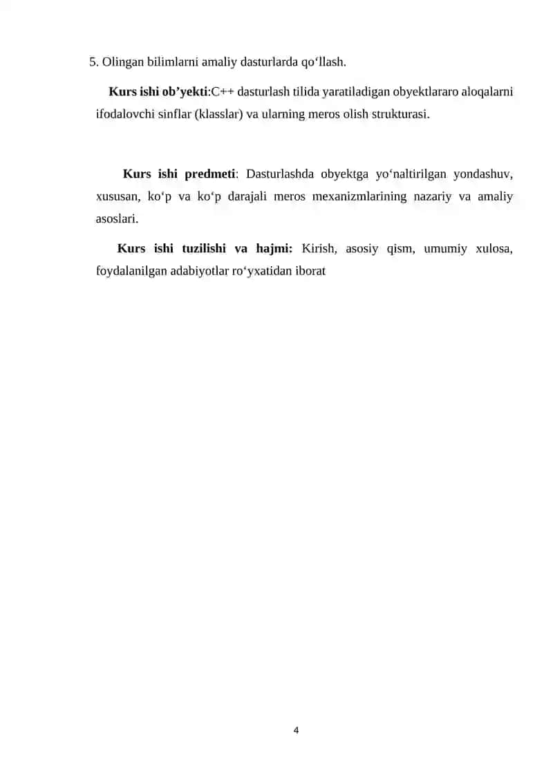 OBYEKTLAR BILAN ISHLASH KURS ISHI 4