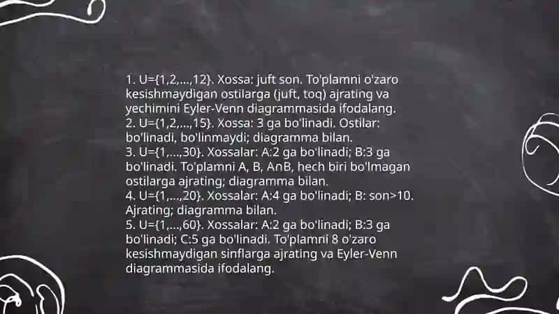 To'plamlarni sinflarga ajratish 4