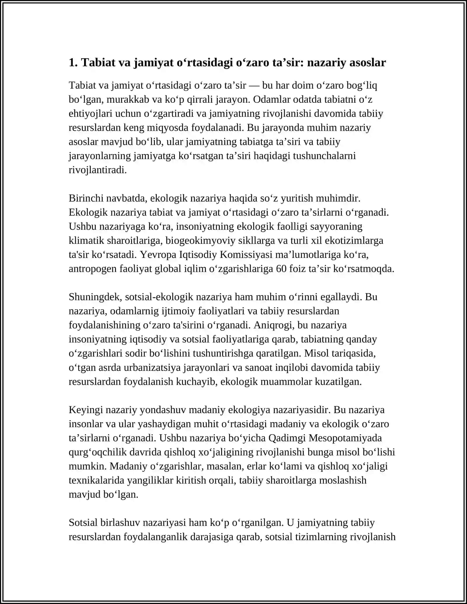 TABIAT VA JAMIYAT OʼRTASIDAGI MUNOSABATLAR MAVZUSIDA 4