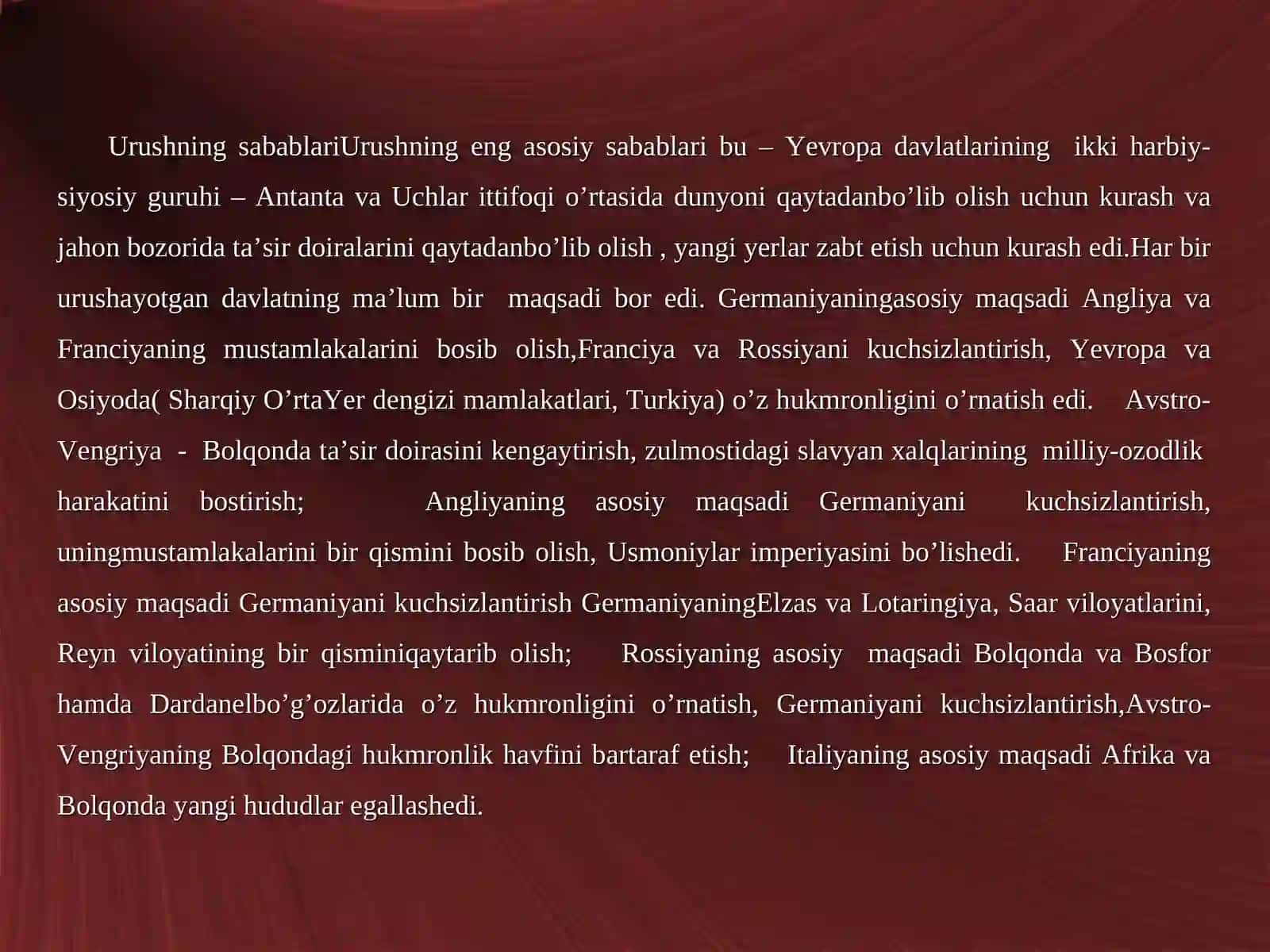 Birinchi jahon urushi arafasida xalqaro munosabatlar 4