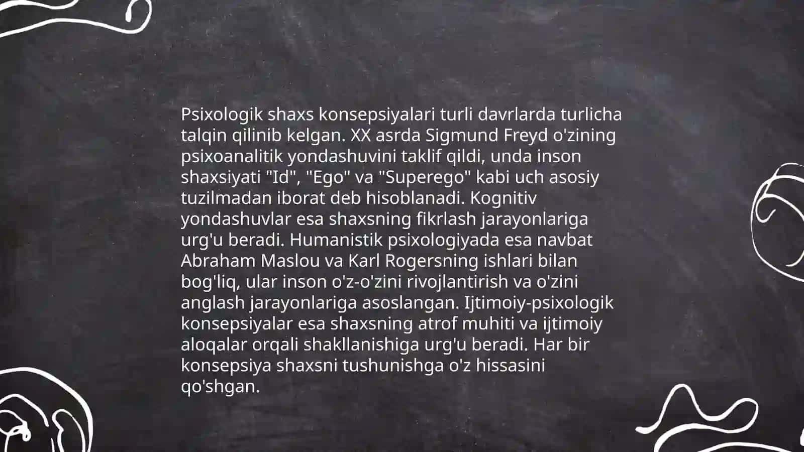 Chet el psixologiyasida shaxs nazariyalari,endopsixika va ekzopsixika, nativizm va empirizm, biogenetik va sotsiogenetik nazariyalar 4