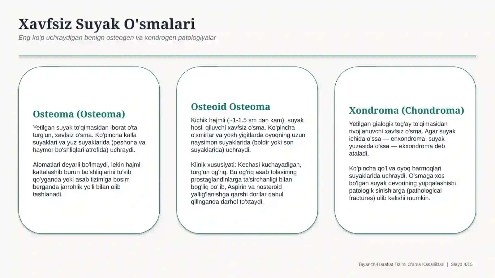 Harakat-tayanch tizimida o‘sma kasalliklari | 15 slaydli tibbiy taqdimot 4
