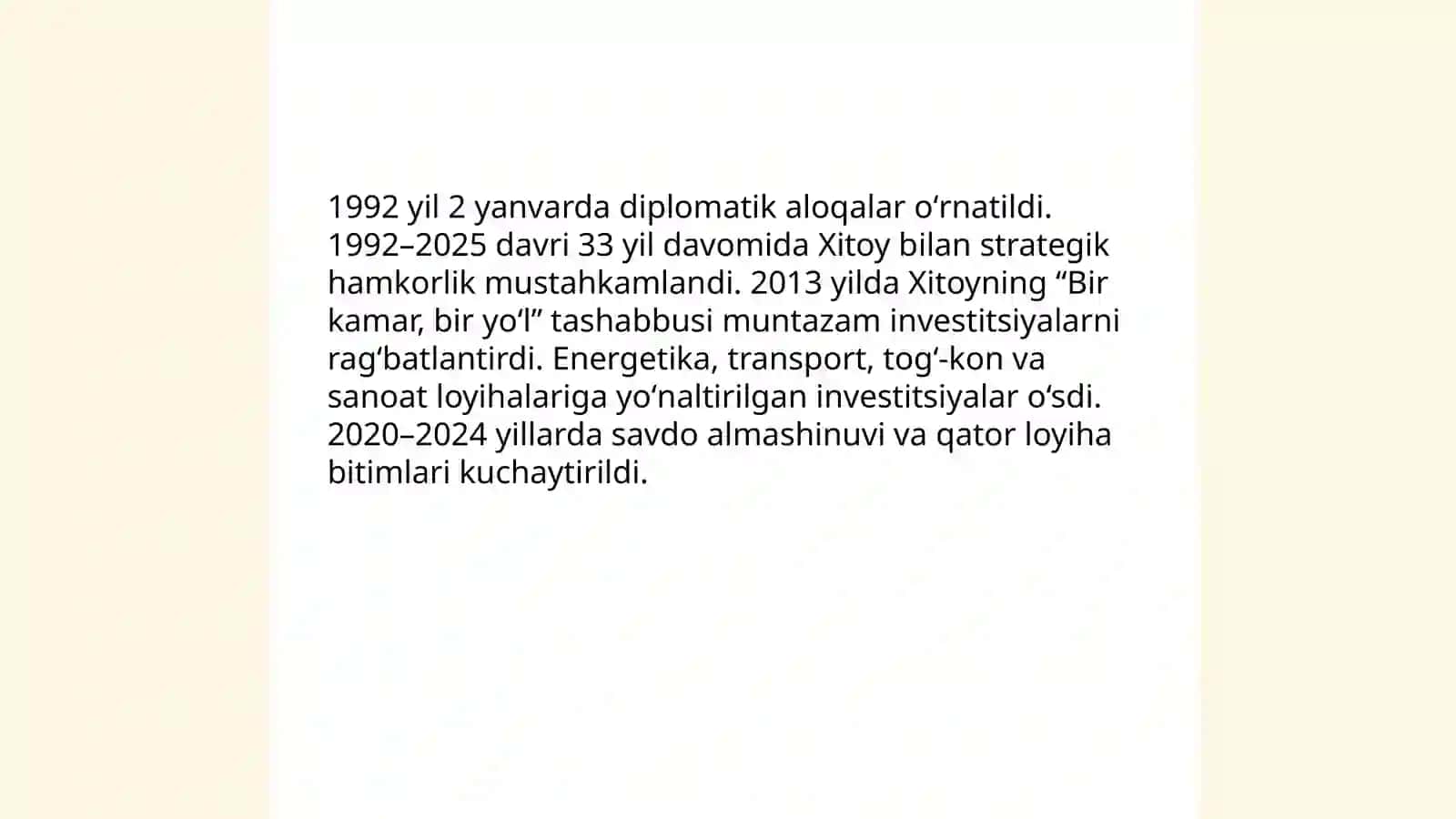 1991-2025-yillarda Jahon davlatlari taraqqiyoti va O’zbekistonning ular bilan munosabatlari 4