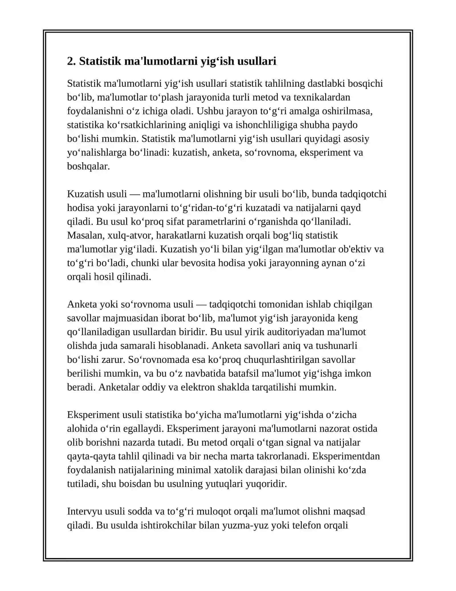 STATISTIKANING USULLARI VA USLUBIYATI 4