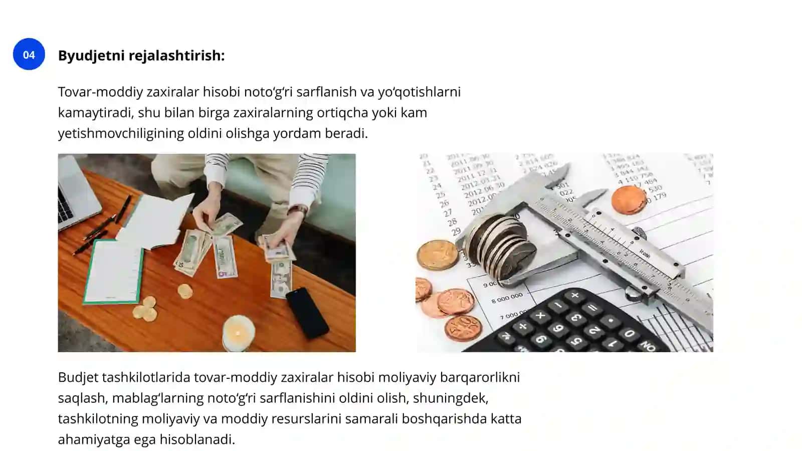 BYUDJET TASHKILOTLARIDA TOVAR-MODDIY ZAXIRALAR HISOBI 4